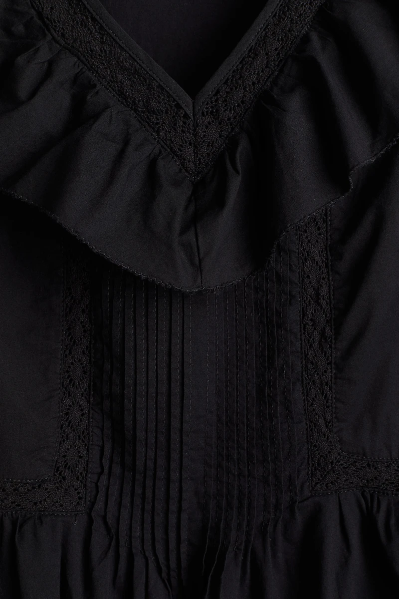 Ruffle-Trimmed Cotton Dress
