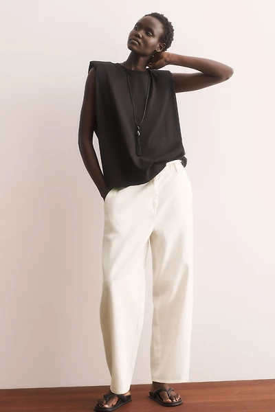 Belted Barrel-Leg Pants
