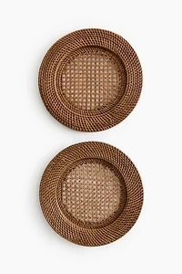 Lot de 2 plats de présentation en rotin