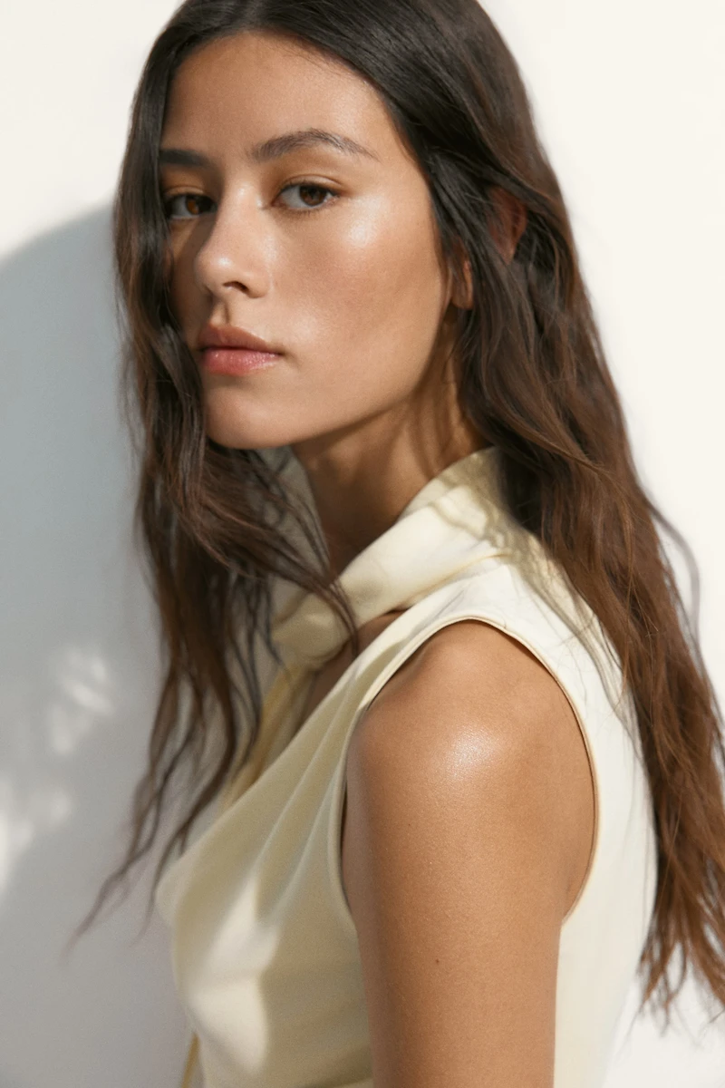 Draped Scarf-Detail Top