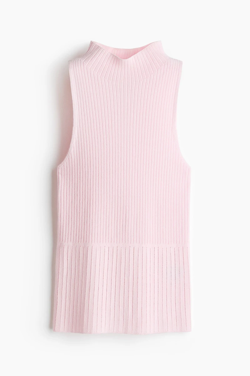 Rib-Knit Mock Turtleneck Top