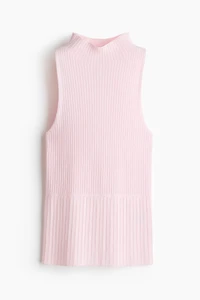 Rib-Knit Mock Turtleneck Top