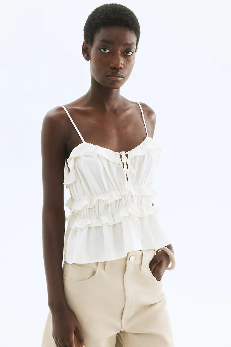 Ruffle-Trimmed Strappy Top