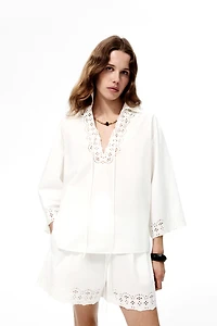 Eyelet-Embroidered Cotton Shorts