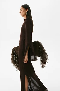 Fringe-Trimmed Kaftan Dress