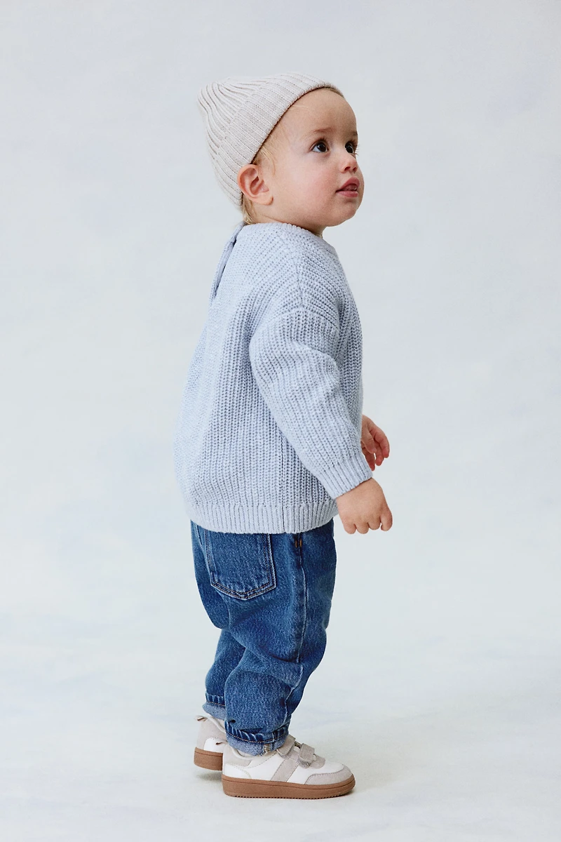 Patent-Knit Cotton Sweater