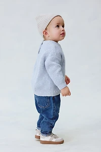 Patent-Knit Cotton Sweater