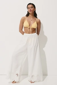 Wide-Leg Poplin Beach Pants