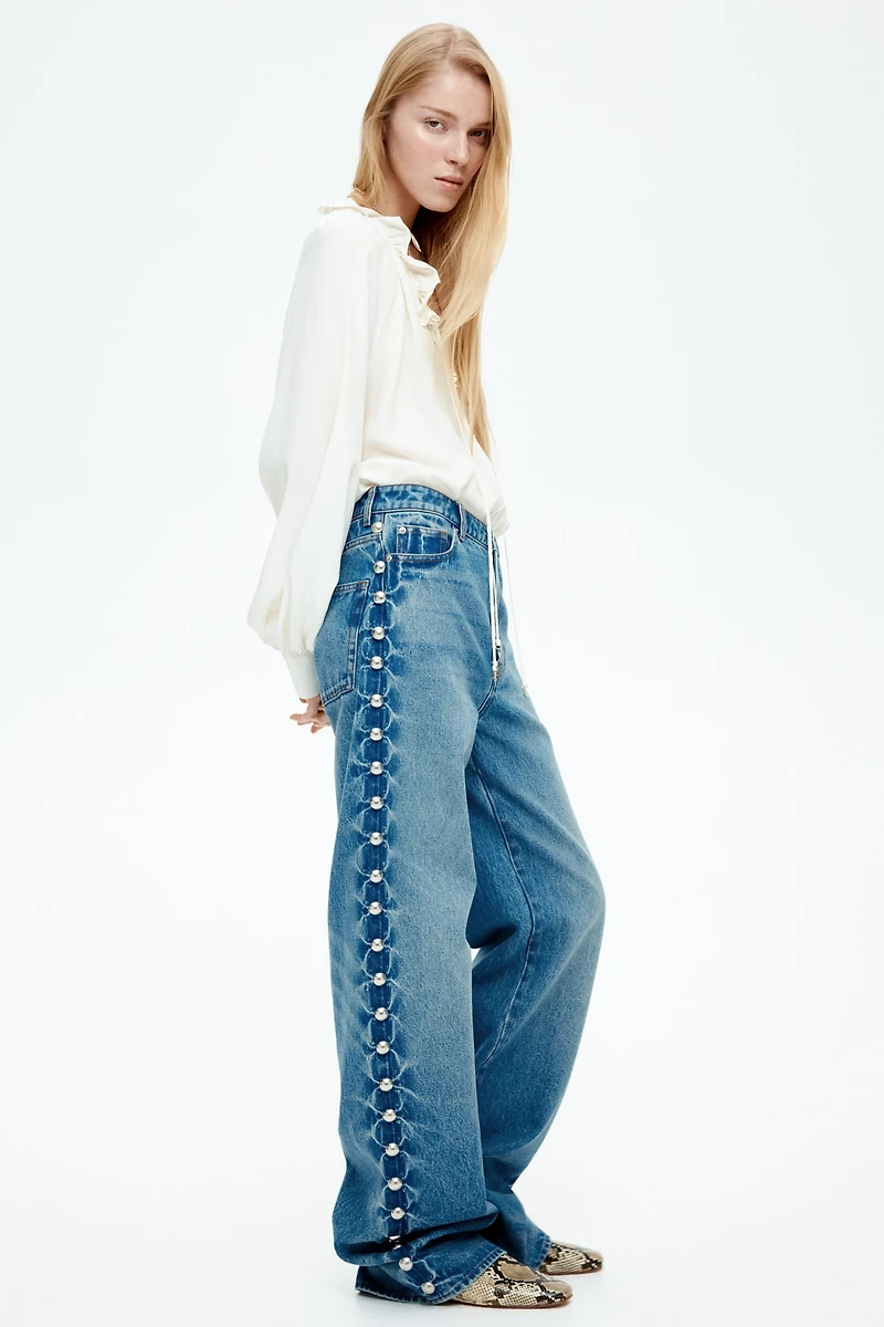 Blouse volantée avec cordon de serrage
