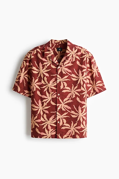 Chemise décontractée en coton à col cubain