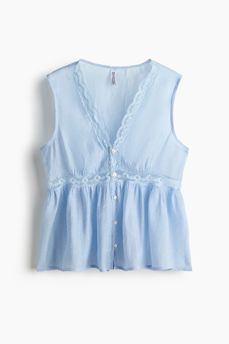 Lace-Trimmed Peplum Top
