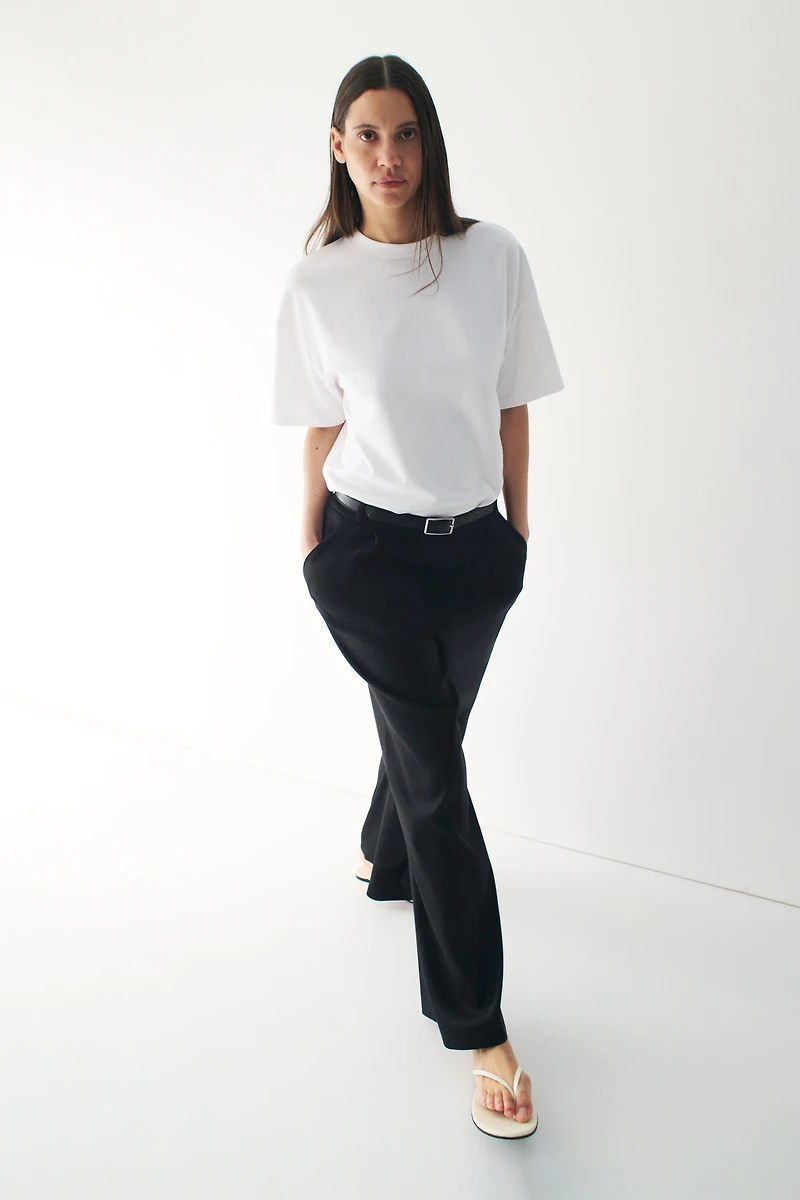 Wide-Leg Linen-Blend Dress Pants