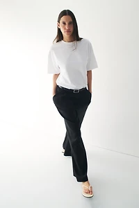 Wide-Leg Linen-Blend Dress Pants