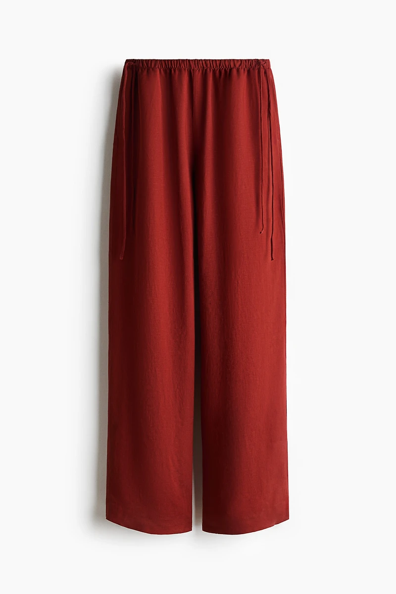 Linen-Blend Drawstring Pants