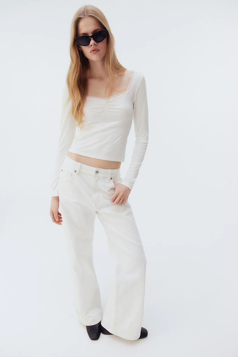 Lace-Trimmed Ribbed Top