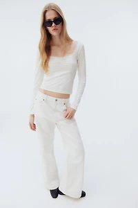 Lace-Trimmed Ribbed Top