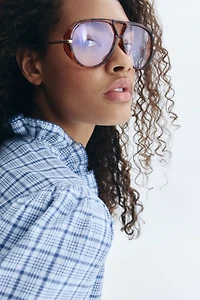 Ruffle-Collar Cotton Blouse