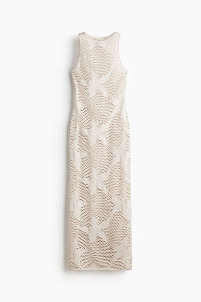 Motif-Detail Open-Knit Dress
