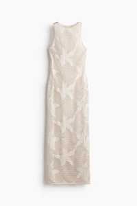 Motif-Detail Open-Knit Dress