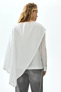 MAMA Cape-Detail Seersucker Blouse