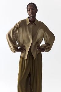 Linen-Blend Blouse