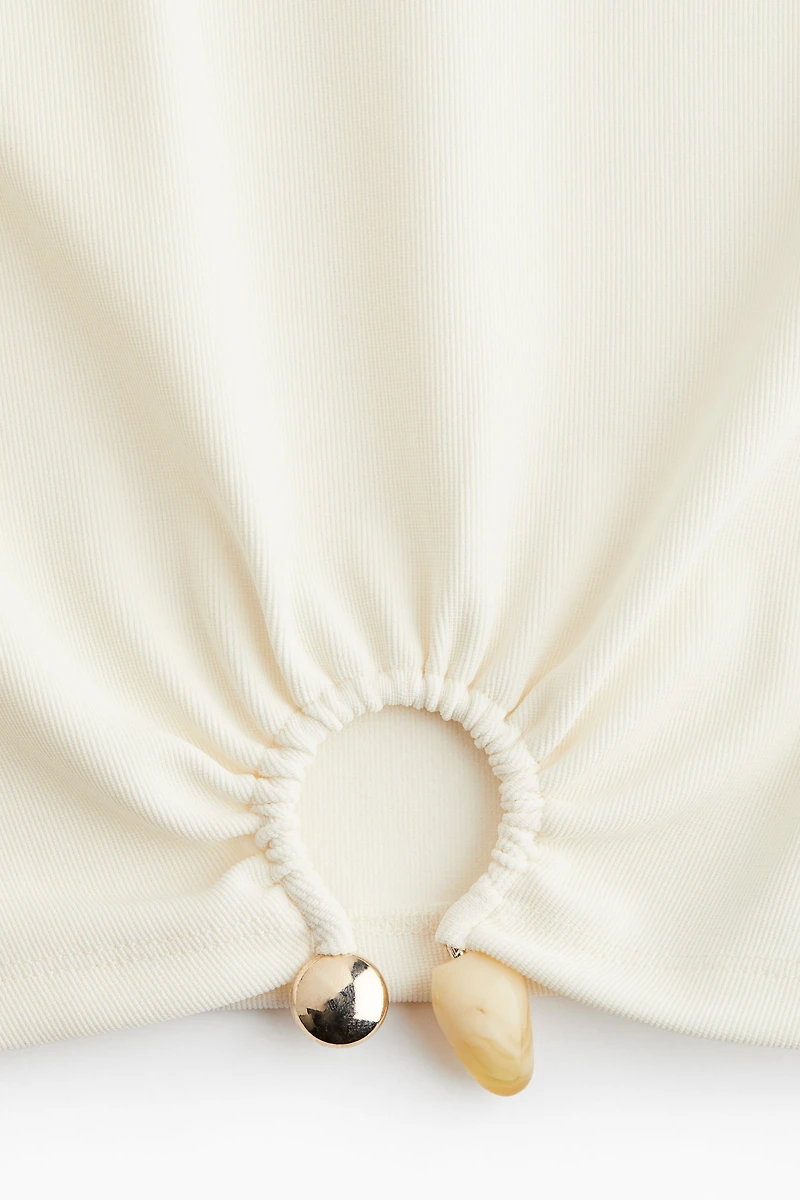 Bead-Detail Ribbed T-Shirt