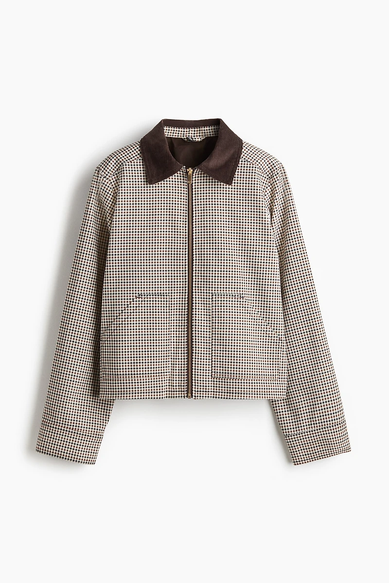 Twill Jacket with Corduroy Collar