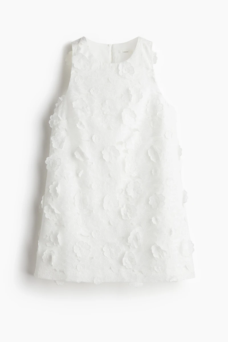Appliquéd Linen-Blend Shift Dress