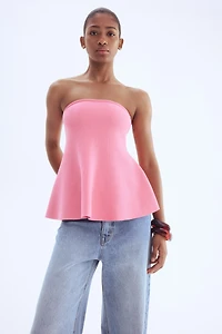 Jacquard-Knit Peplum Top