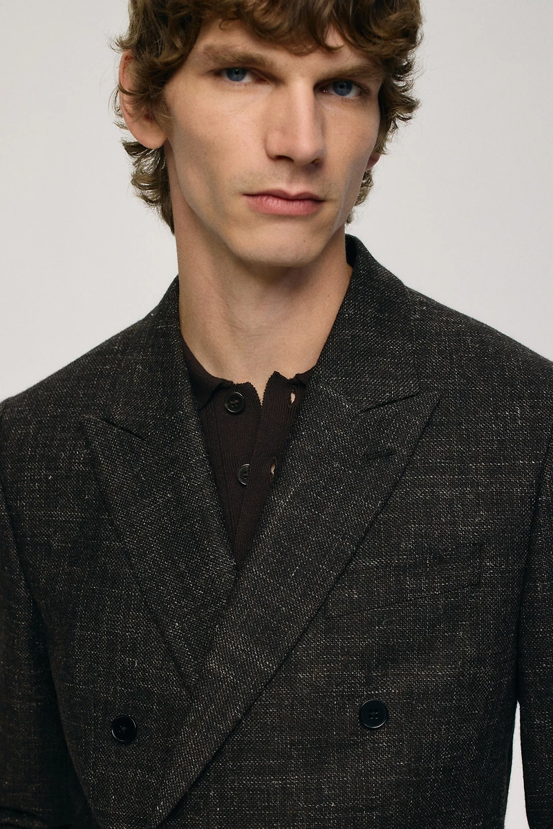 Veste croisée classique en laine mélangée