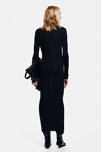 Bead-Embellished Rib-Knit Dress