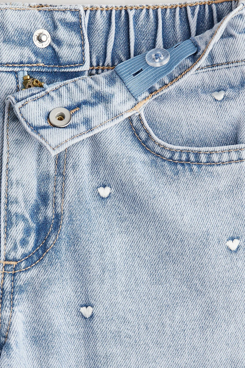 Motif-Detail Wide Leg Jeans