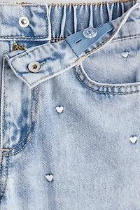 Motif-Detail Wide Leg Jeans