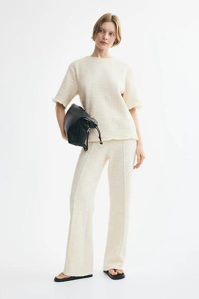 Bouclé-Knit Top with Fringe