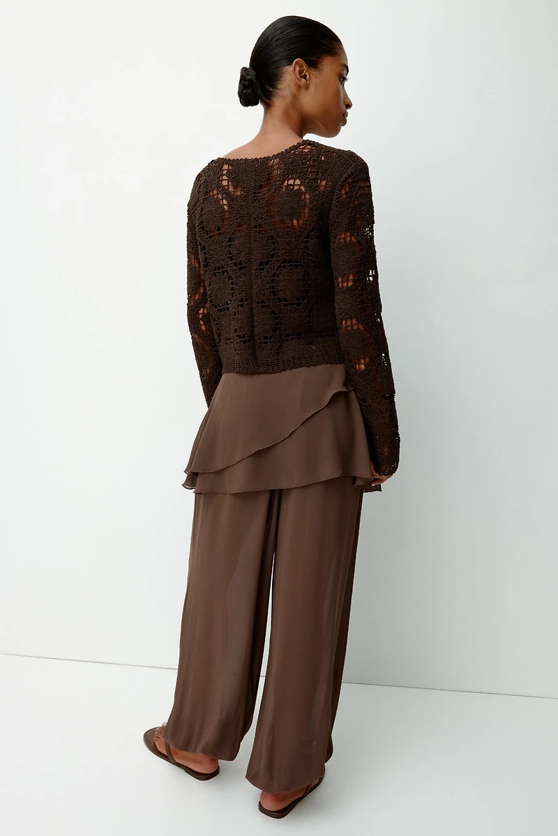 Pantalon en mousseline avec jupe superposée