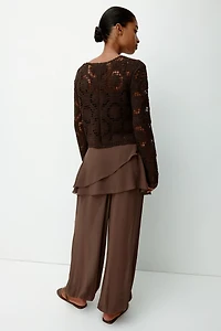 Pantalon en mousseline avec jupe superposée