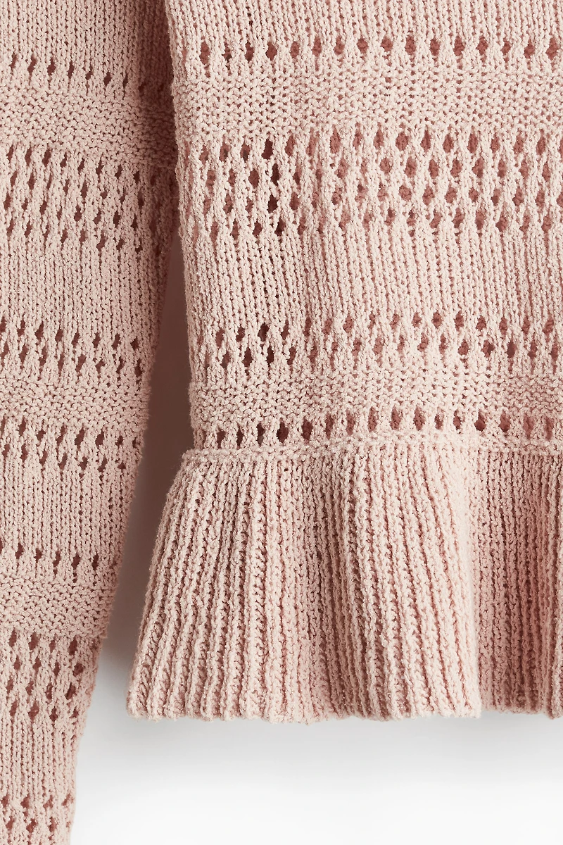 Pointelle-Knit Peplum Sweater