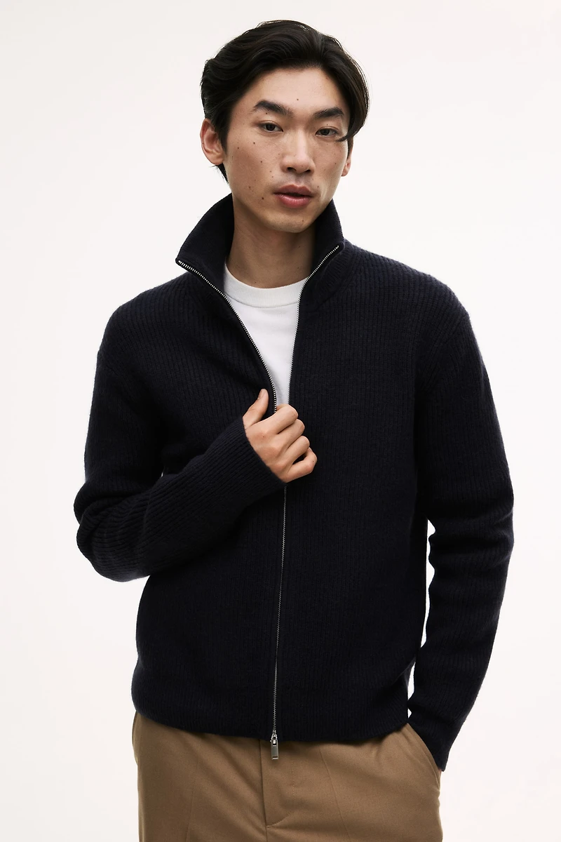 Regular-Fit Cardigan with Zipper