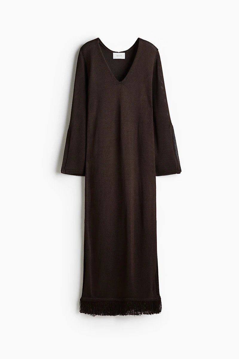 Fringe-Trimmed Kaftan Dress