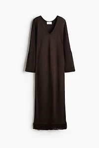 Fringe-Trimmed Kaftan Dress