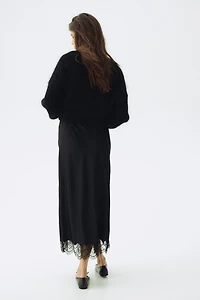 MAMA Lace-Trimmed Satin Skirt