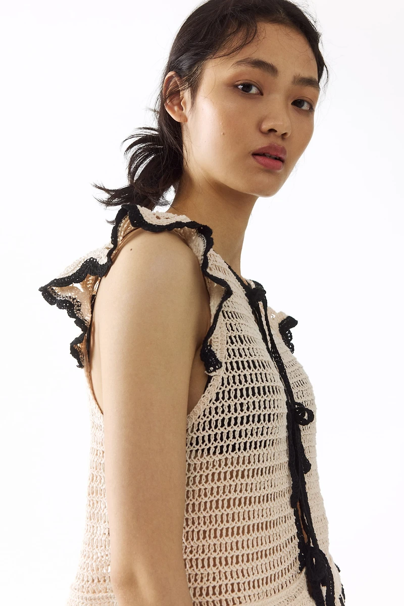 Flounced Crochet-Look Top