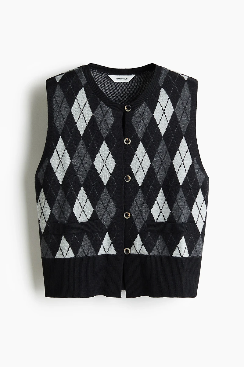 Wool-Blend Jacquard-Knit Vest