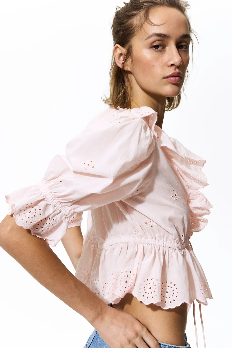 Cotton Blouse with Eyelet Embroidery