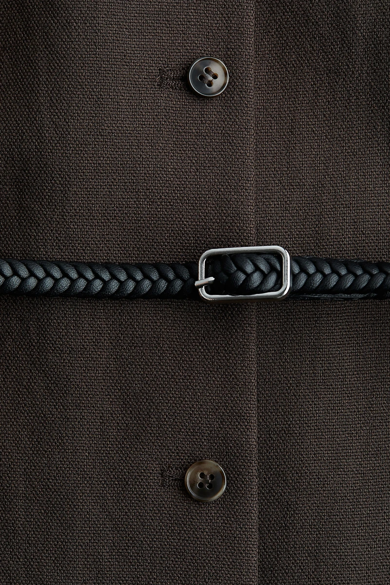 Belted Button-Front Dress