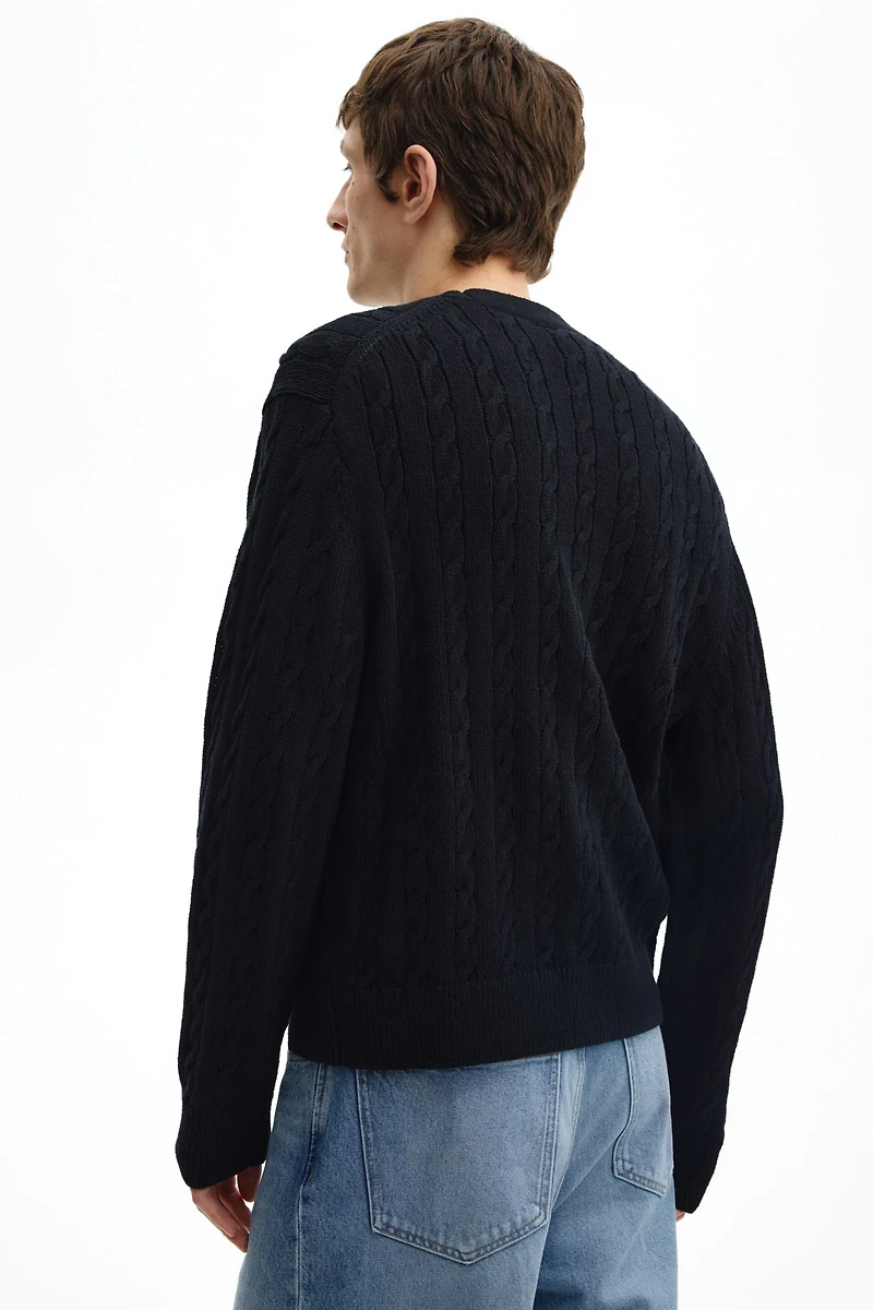 Relaxed-Fit Cable-Knit Cardigan