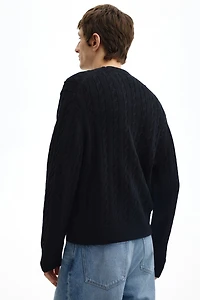 Relaxed-Fit Cable-Knit Cardigan