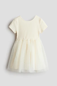 Dress with Flock-Print Tulle Skirt