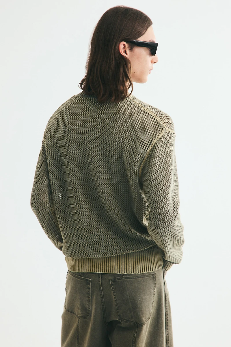 Loose-Fit Open-Knit Cotton Sweater