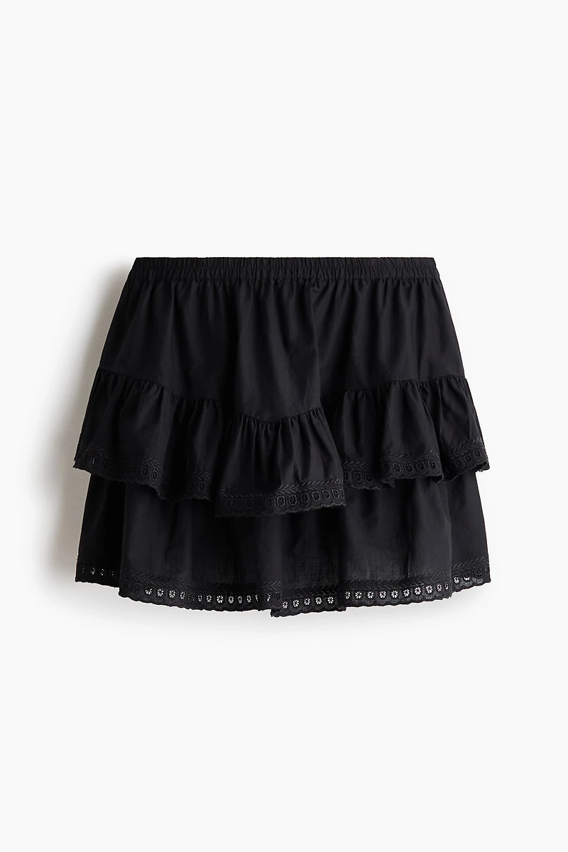 Tiered Skirt with Eyelet Embroidery